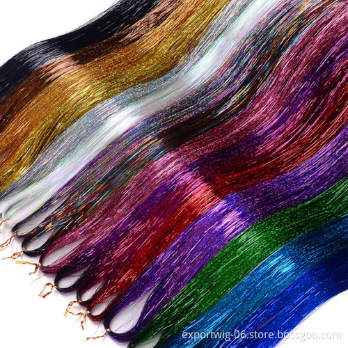 High Quality Rainbow Colorful 48 inch Hair Tinsel Crochet Hair Extensions Women for Braiding Hair Clip